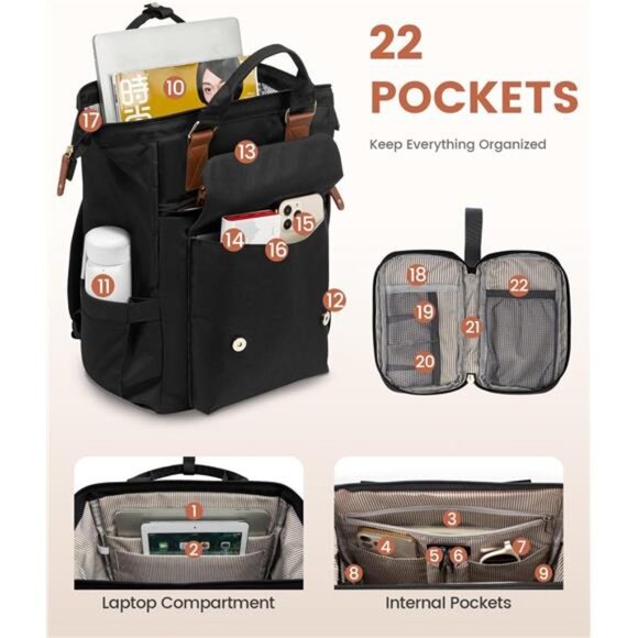 LOVEVOOK Laptop Backpack for Women Work Travel Backpack Purse Commuter Business main image 7